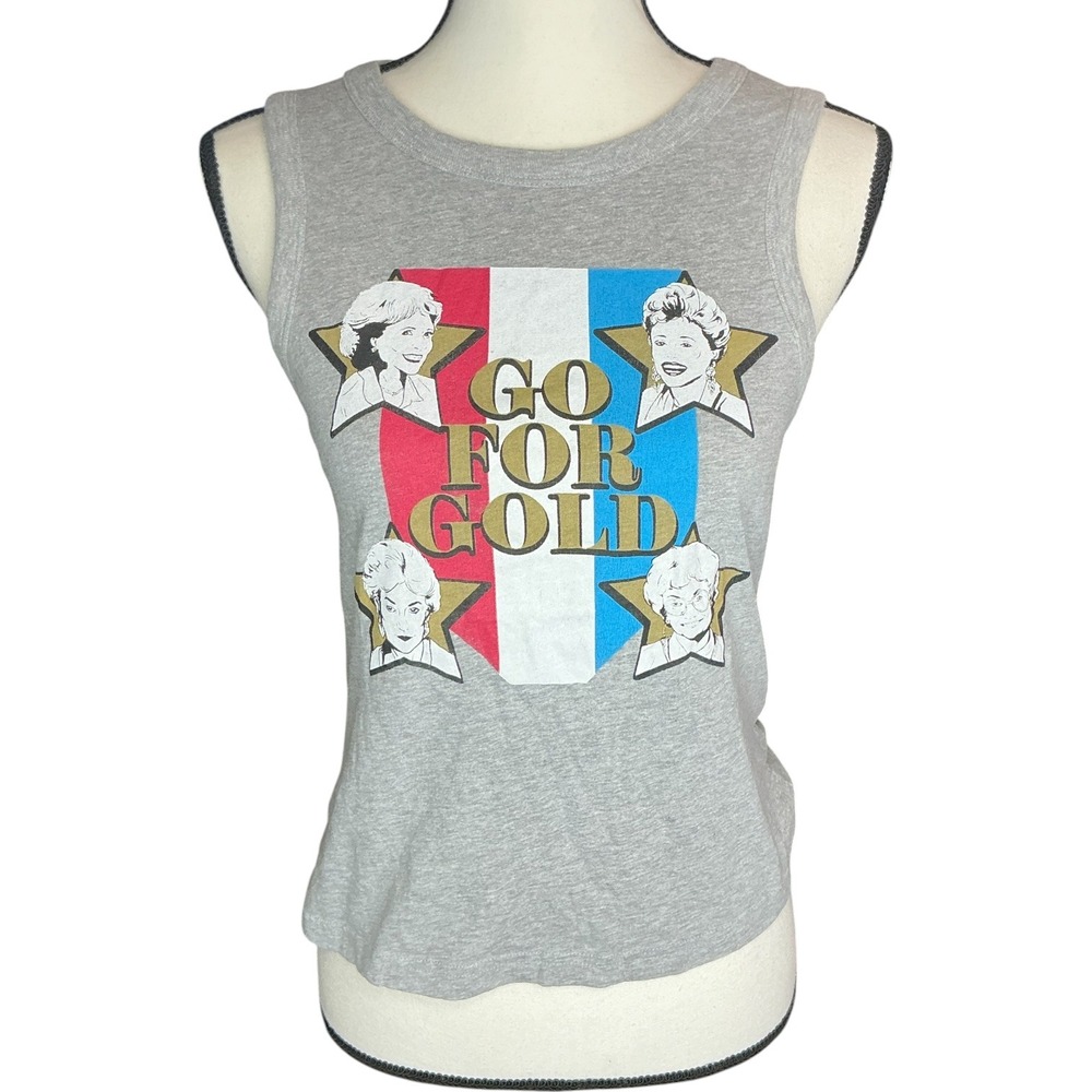 The Golden Girls Gray Go For Gold Tank Top Women XS Graphic Tee Sleeveless